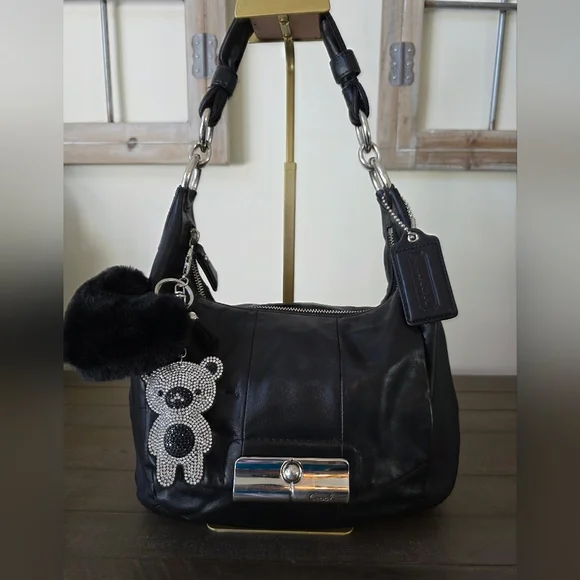 Coach Black Leather Kristen Hobo Bag With Crossbody Strap & Unbranded Charm - Picture 14 of 16